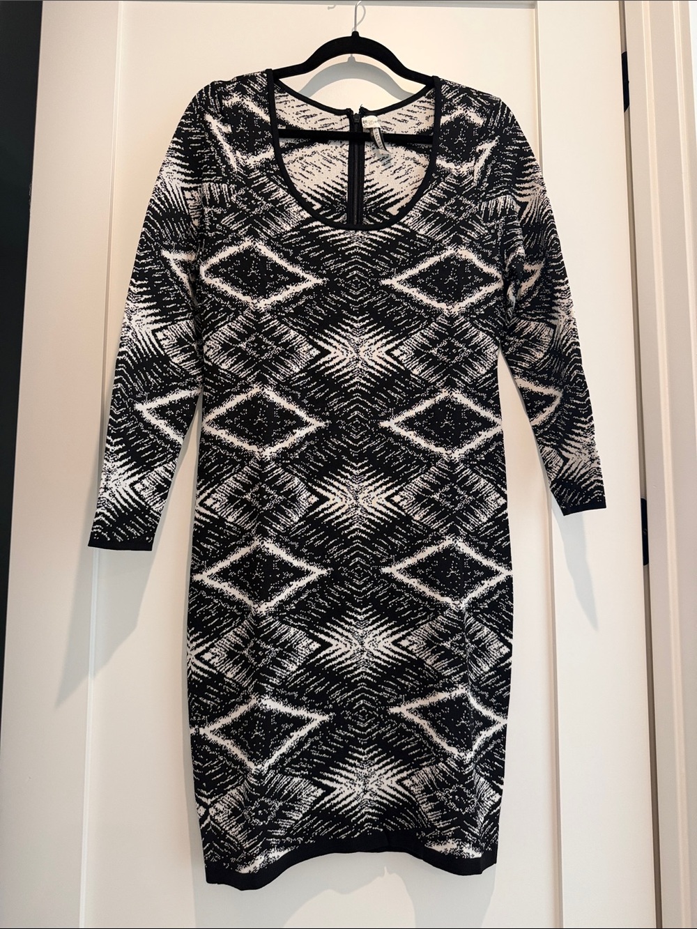 Plenty by Tracy Reese Black & White Patterned Long Sleeve Dress